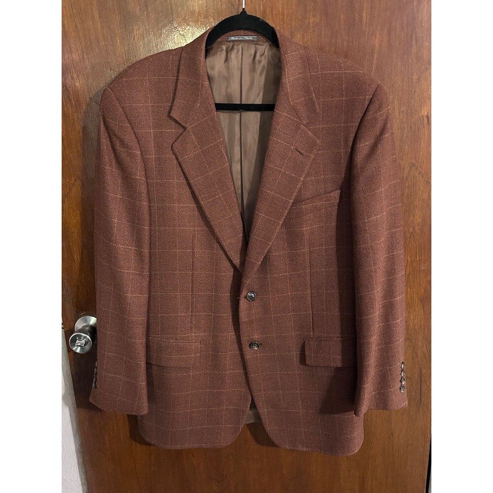 Corneliani Cashmere Wool Blend Windowpane Blazer Italy 40R